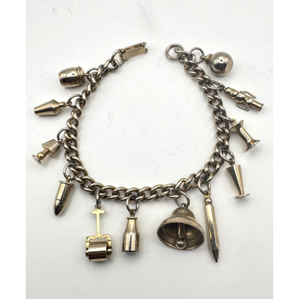 Vintage Charm Bracelet Office Theme Barware Moveable Bell Roller Lamp 1950s